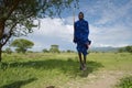 AArusha, Tanzania, February 07, 2016: Massai man jumping