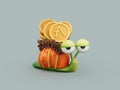 Aave Snail Sleepy Tired Slow Crypto Currency 3D Cartoon Illustration Render