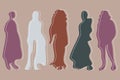 Abstract colorful group of distorted and awry fashion characters. Royalty Free Stock Photo