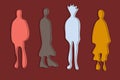 Abstract colorful group of distorted and awry characters. Fashion, success and business concept. Royalty Free Stock Photo