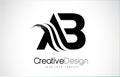 AB A B Creative Brush Black Letters Design With Swoosh