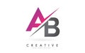 AB A B Letter Logo with Colorblock Design and Creative Cut