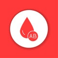 AB blood group color glyph icon. Donorship concept.