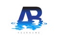AB Letter Logo Design with Water Effect and Deep Blue Gradient Royalty Free Stock Photo