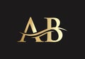AB logo design. Initial AB letter logo vector. Swoosh letter AB logo design Royalty Free Stock Photo