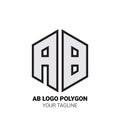 AB Logo Polygon - Alphabet Logo in Polygon shape