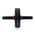 Ab Roller isolated on white background. Dual Ab Roller made of black plastic. Abs Roll Out Exercise Fitness Wheel Core Training