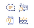 Ab testing, Chat and Search icons set. Dot plot sign. Phone test, Speech bubble, Find file. Presentation graph. Vector Royalty Free Stock Photo