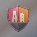 AB Testing Shield Icon for Comparison and Choice Royalty Free Stock Photo