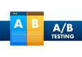 AB testing, split test. Bug Fixing, User Feedback. Homepage landing page template. Vector stock illustration.