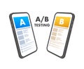 AB testing, split test. Bug Fixing, User Feedback. Homepage landing page template. Vector stock illustration.