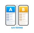 AB testing, split test. Bug Fixing, User Feedback. Homepage landing page template. Vector stock illustration.