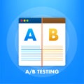 AB testing, split test. Bug Fixing, User Feedback. Homepage landing page template. Vector stock illustration.