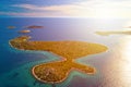 Aba Vela island in Kornati national park sunset aerial view