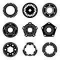 Synchronous wheel hub assembly. Machine parts. Silhouette icons Royalty Free Stock Photo