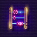 Abacus for arithmetic calculations neon sign. Calculator glowing icon. Vector illustration for design. Mathematics concept