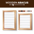 Abacus Blank. Vector Template Illustration Of Classic Wooden Abacus. Shop Arithmetic Tool Equipment. Calculating Concept