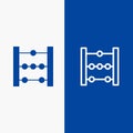 Abacus, Education, Math Line and Glyph Solid icon Blue banner Line and Glyph Solid icon Blue banner