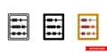 Abacus icon of 3 types. Isolated vector sign symbol.