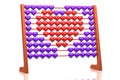 Abacus illustration of a red heart - 3d rendering - isolated on white background