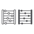 Abacus line and glyph icon, accounting and mathematics, counting sign, vector graphics, a linear pattern on a white