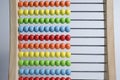 Abacus with colourful beads isolated in white background.