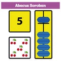 Abacus Soroban kids learn numbers with abacus, math worksheet for children Vector Illustration