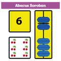 Abacus Soroban kids learn numbers with abacus, math worksheet for children Vector Illustration