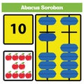 Abacus Soroban kids learn numbers with abacus, math worksheet for children Vector Illustration