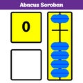 Abacus Soroban kids learn numbers with abacus, math worksheet for children Vector Illustration