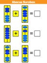 Abacus Soroban kids learn numbers with abacus, math worksheet for children Vector Illustration