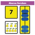 Abacus Soroban kids learn numbers with abacus, math worksheet for children Vector Illustration