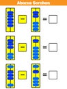 Abacus Soroban kids learn numbers with abacus, math worksheet for children Vector Illustration