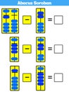 Abacus Soroban kids learn numbers with abacus, math worksheet for children Vector Illustration