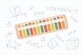 Abacus soroban for learning mental arithmetic for kids. Concept of illustration of the Japanese system of mental math.