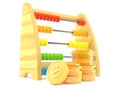 Abacus with stack of coins