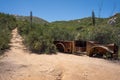 Abadoned rusty truck on the side of El Cajon Mountain in San Diego