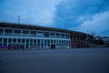 Abadoned Stadion Za Luzankami is a currently inactive stadium in Brno, Czech Republic. Captured in spring sunset, sky and clouds