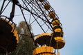 Abadonrd ferris wheel in Pripyat ghost town in Chernobyl exclusion zone, Ukraine Royalty Free Stock Photo