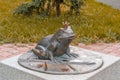 Abakan, Russia 05/14/2020: Bronze monument. Princess Frog, fairytale character