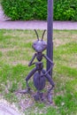 Abakan, Russia: Unusual art object on a city street. Ant sculpture from bronze