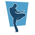 silhouette of a kickboxer athlete lifting left foot.