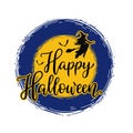 happy halloween illustrated text logo or emblem.