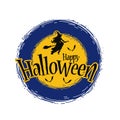 happy halloween illustrated text logo or emblem.