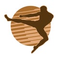 silhouette of a martial art man jump kick action pose. Royalty Free Stock Photo