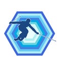 silhouette of people doing snow ski sport. silhouette of people snow skiing action. Royalty Free Stock Photo