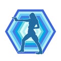 Silhouette of a woman fighter in pose carrying hand gun or pistol glock weapon. Royalty Free Stock Photo