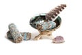 Abalone Shell With Sage Incense and Amethyst Stone For Cleansing and Purification