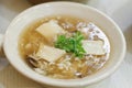 Abalone Soup with Crab Meat in white bowl Royalty Free Stock Photo