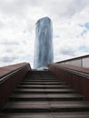 Abandoibarra bridge and iberdrola tower in European Bilbao city in Spain - vertical